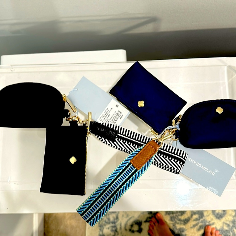 New! NWT!! Blue or black-Nylon zipper wristlets-Antonio Melani